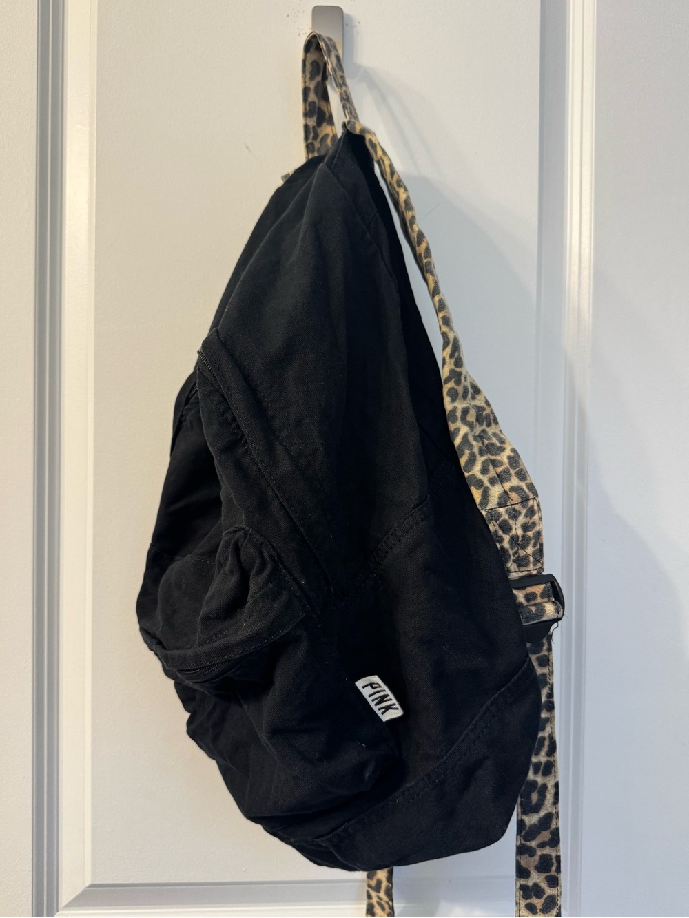PINK Leopard Print Backpack in Black